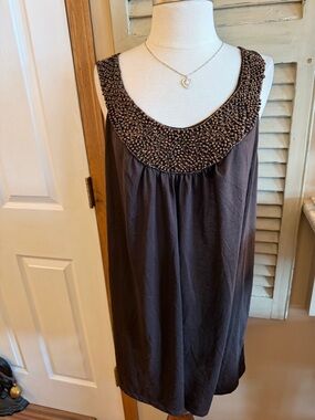 No Boundaries Brown Beaded Scoop Neck Tunic - 3X